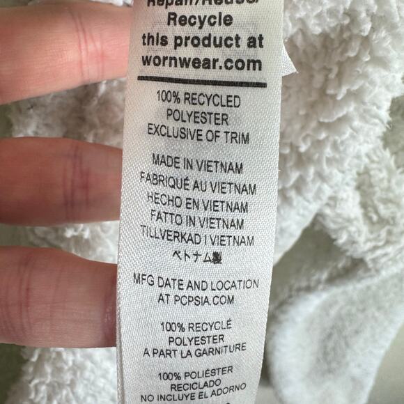 Patagonia Los Gatos White 1/4 Zip Mock Neck Sherpa Fleece Pullover Size L - Picture 6 of 6